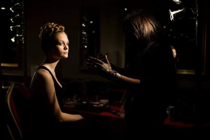 backstage makeup Lourdes Pacton Hofmann